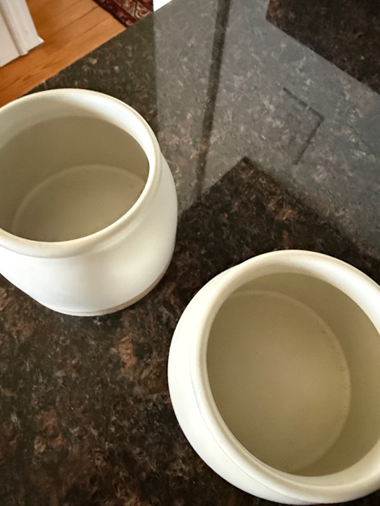 Cream Ceramic Canisters with Wooden Lids - Set of 2. Hearth & Hand. - Picture 4 of 5